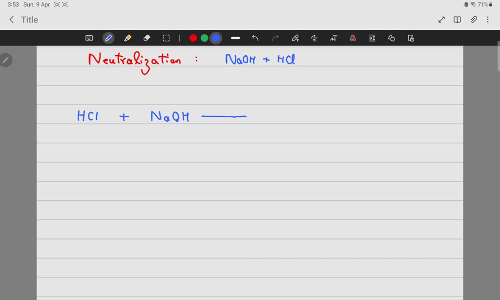 SOLVED What is the molar ratio of acid to base for the neutralization