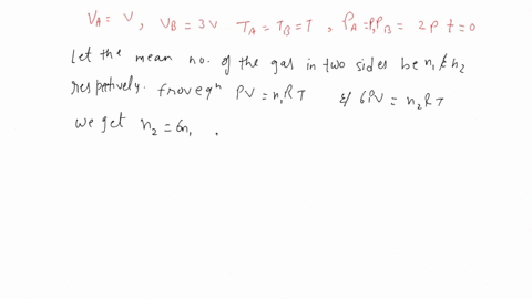 consider-a-thermally-isolated-system-consisting-of-two-volumes-va-v-and-vb-3v-of-an-ideal-gas-separated-by-a-thermally-conducting-and-movable-partition-the-temperature-of-the-gas-in-both-sid-40074