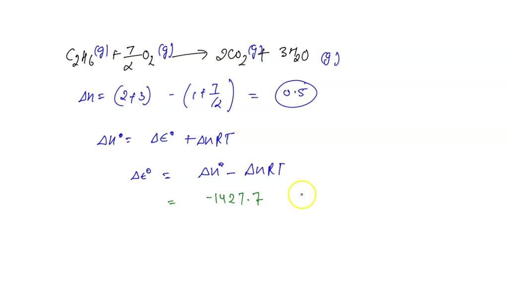 SOLVED Calculate the work (w) and ΔEo, in kJ, at 298 K and 1 atm