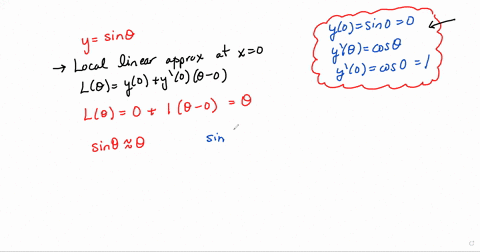 find-the-linear-approximation-to-sinx-at-the-point-x-0-and-use-your-answer-to-approximate-the-values-of-sin01-sin-1-and-sin1-compare-your-answers-with-the-true-values-by-computing-the-absolu-06178