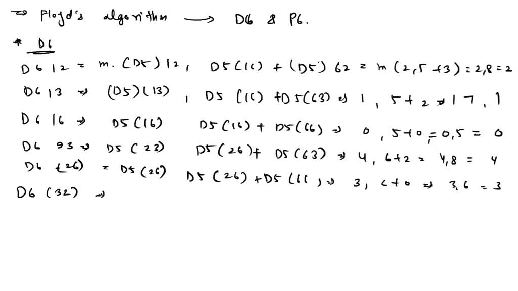 SOLVED: Using Floyd's Algorithm 2, compute the values of updated fields ...