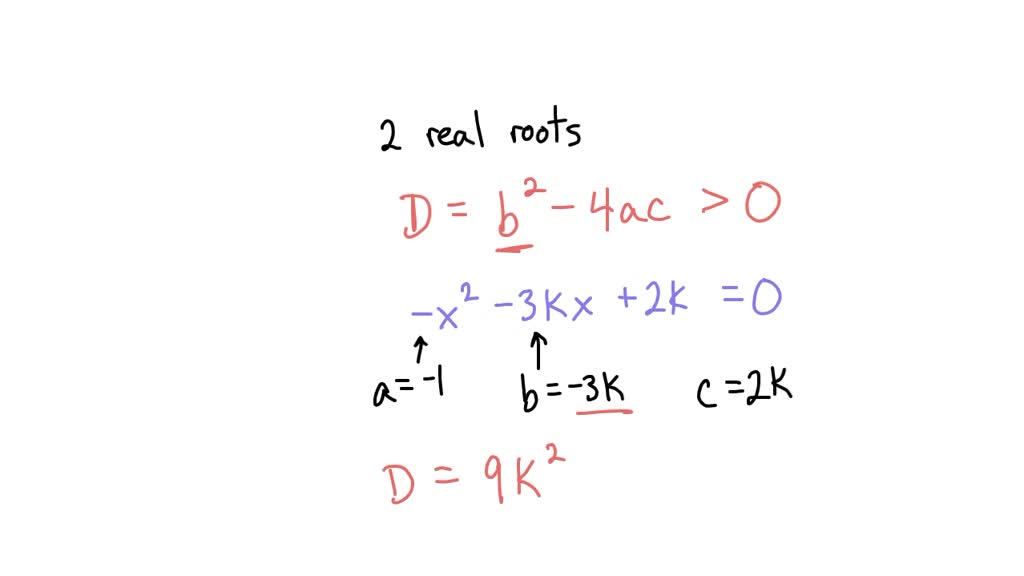 SOLVED The equation 2x2 3r (k+ 1) = 0, where k is a constant, has no
