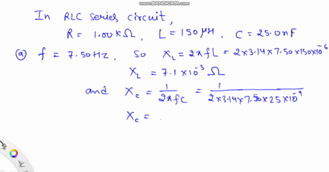 an-rlc-series-circuit-has-a-100-k-resistor-a-150-h-inductor-and-a-250-nf-capacitor-a-find-the-power-factor-at-f-750-hz-b-what-is-the-phase-angle-atthis-frequency-c-what-is-the-average-power-61166