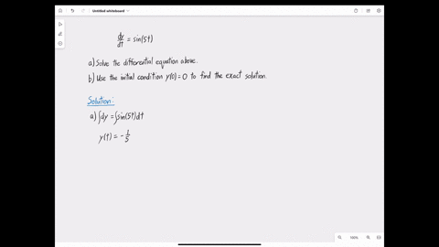 1-point-1-find-the-general-solution-of-the-following-differential-equation-dy-sinst-dt-the-solution-is-yt-2-now-using-initial-condition-y0-0-find-the-exact-solution-the-exact-solution-yt-27916