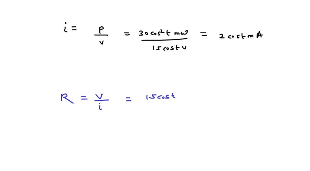 SOLVED: 'A resistor absorbs an instantaneous power of 30 cos? t mW when ...