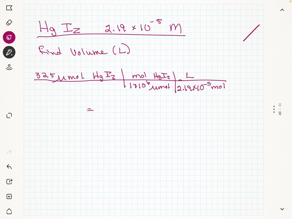 Solved Calculate The Volume In Liters Of A 2 1910Ã—10 5 M Mercury Ii