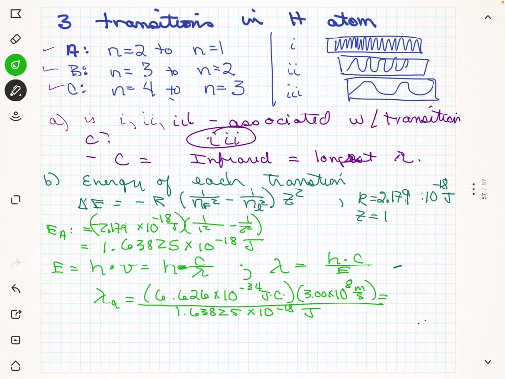 SOLVED: 9)Consider the three electronic transitions in hydrogen atom ...