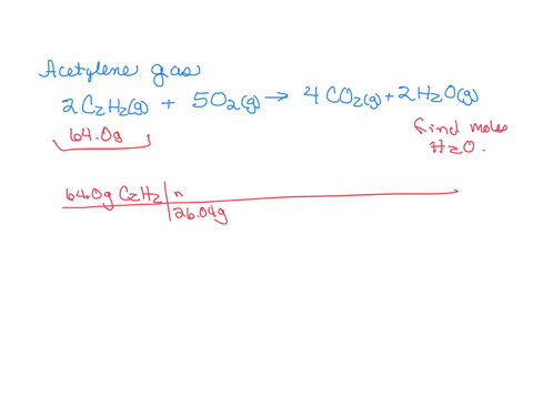 the-combustion-of-acetylene-gas-is-represented-by-this-equation-2c2h2g-5o2g-4co2g-2h2og-how-many-moles-of-h2o-are-produced-when-640-g-c2h2-burn-in-oxygen-mm-h2o-1802-gmol-c2h2-2604-gmol-246-00807