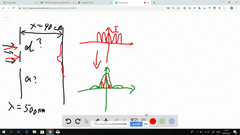 laser-light-of-wavelength-5000-mathrmnm-illuminates-two-identical-slits-producing-an-interference-pattern-on-a-screen-900-mathrmcm-from-the-slits-the-bright-bands-are-100-mathrmcm-apart-and-the-thir-2