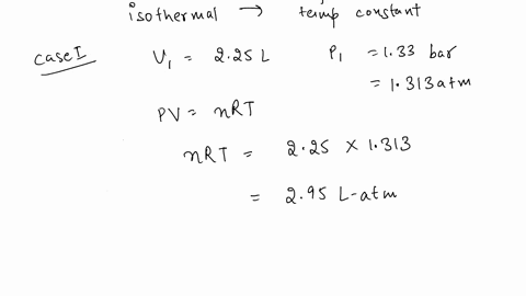 consider-an-ideal-gas-that-occupies-225-mathrml-at-133-bar-calculate-the-work-required-to-compress-t-88785