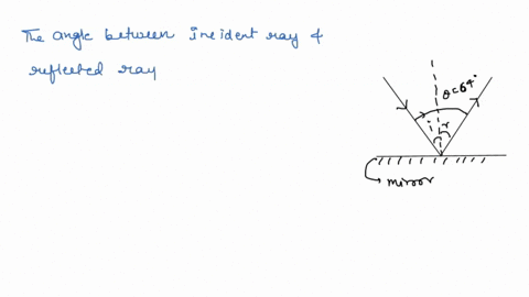 a-ray-of-light-strikes-a-mirror-the-angle-formed-between-the-incident-ray-and-the-reflected-ray-measure-64-degrees-what-are-the-measurements-of-the-angle-of-incidence-and-the-angle-of-reflec-16039