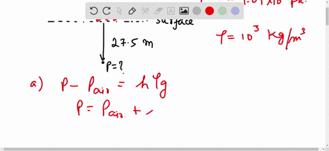 a-calculate-the-absolute-pressure-at-the-bottom-of-a-freshwater-lake-at-a-depth-of-275-mathrmm-assume-the-density-of-the-water-is-100-times-103-mathrmkg-mathrmm3-and-the-air-above-is-at-a-pressure-o-3