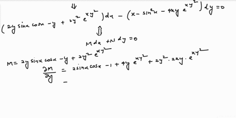 determine-whether-the-given-differential-equation-is-exact-if-it-is-exact-solve-it-2ysinxcosx-y2y2exy2dxx-sin2x-4xyexy2dy-65219