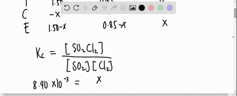 calculate-the-equilibrium-concentrations-of-so2-cl2-and-so2cl2-at-298-k-if-the-initial-concentrations-are-so2150m-and-cl2085m-the-equilibrium-constant-kc-for-the-reaction-so2gcl2gso2cl2g-is-67924