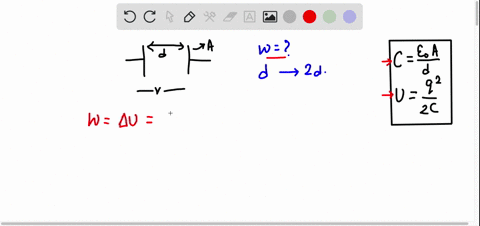 the-plate-separation-in-a-parallel-plate-capacitor-is-d-and-plate-area-is-a-if-it-is-charged-to-v-volts-then-calculate-the-work-done-in-increasing-the-plate-separation-to-2d-38212