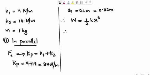 two-springs-with-the-same-unstretched-length-l-2ocm-but-different-force-constants-k-k9n-mand-kz-2k18n-mb-are-attached-t0-a-block-with-mass-m-lkg-o-a-level-frictionless-l-1-surface-the-spring-94681