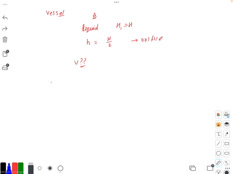a-cylindrical-vessel-of-uniform-cross-section-contains-liquid-up-to-the-height-h-at-a-depth-h-h-2-below-the-free-surface-of-the-liquid-there-is-an-orifice-using-bernoullis-theorem-find-the-v-42842