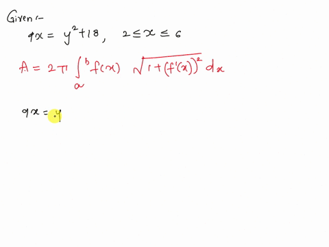 find-the-area-of-the-surface-obtained-by-rotating-the-curve-9xy2189xy218-2le-xle-62x6-about-the-xx-axis-87244