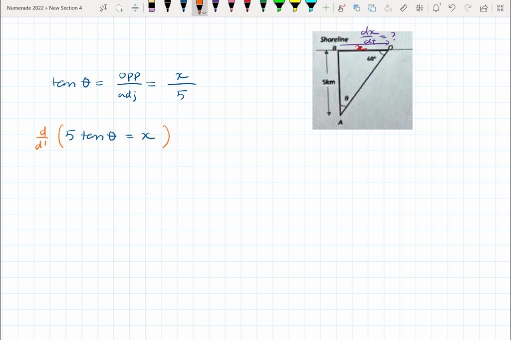 SOLVED A revolving light located 5 miles from a straight shore line