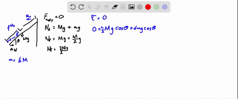 a-uniform-stationary-ladder-of-length-l-and-mass-m-leans-against-a-smooth-vertical-wall-while-its-bottom-legs-rest-on-a-rough-horizontal-floor-the-coefficient-of-static-friction-between-floo-55447