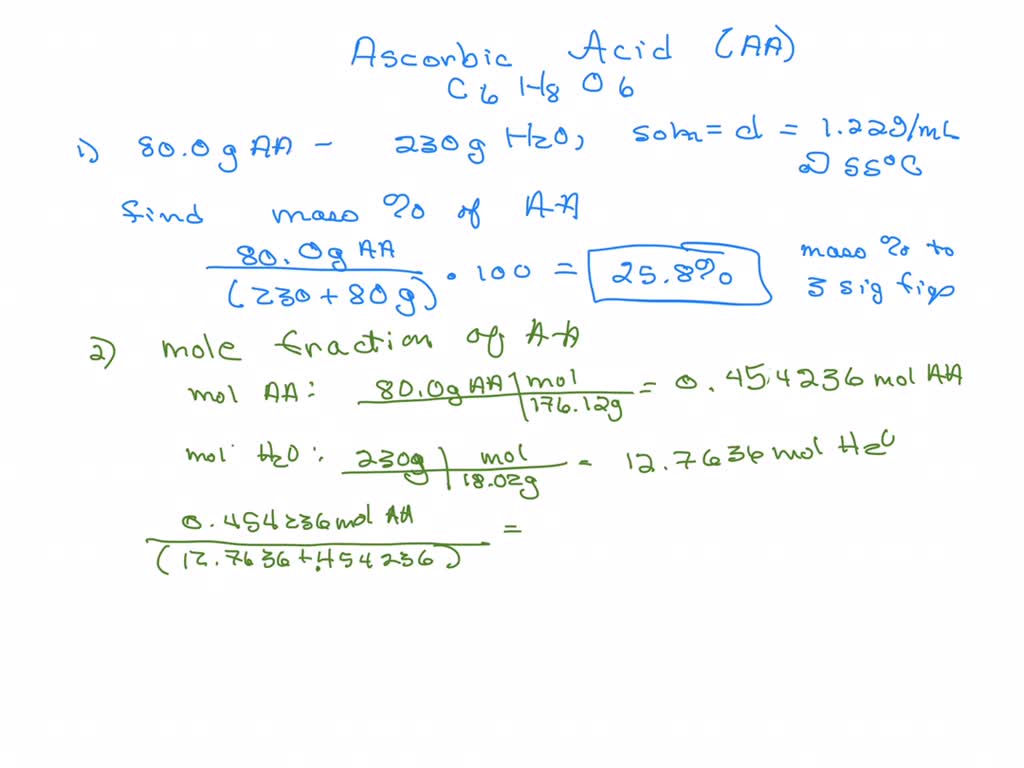 SOLVED Ascorbic acid (vitamin C, C6H8O6) is a watersoluble vitamin. A
