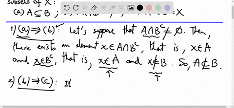 prove-that-the-following-statements-are-equivalent-for-a-and-b-subsets-of-x-a-as-b-6-anb-0-aubx-76885