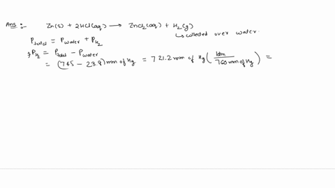 zinc-metal-reacts-with-excess-hydrochloric-acid-to-produce-hydrogen-gas-according-to-the-following-equation-zns-2hclaqzncl2aq-h2g-the-product-gas-h2-is-collected-over-water-at-a-temperature-78579