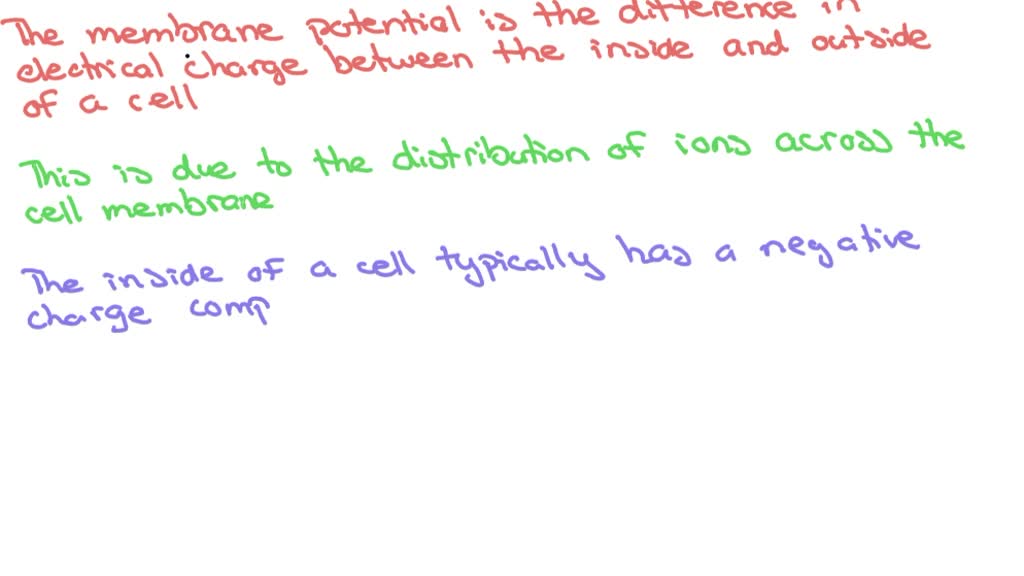 SOLVED: The membrane potential is the difference in electrical charge ...