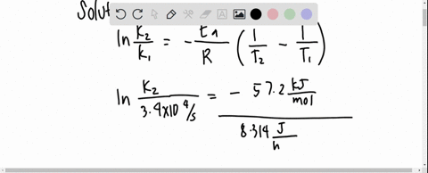 the-activation-energy-for-the-decomposition-of-n2o4-is-572-kjmol-if-the-rate-constant-for-the-reaction-is-34-x-104s-1-at-25-oc-what-is-the-rate-constant-at-77-oc-38231