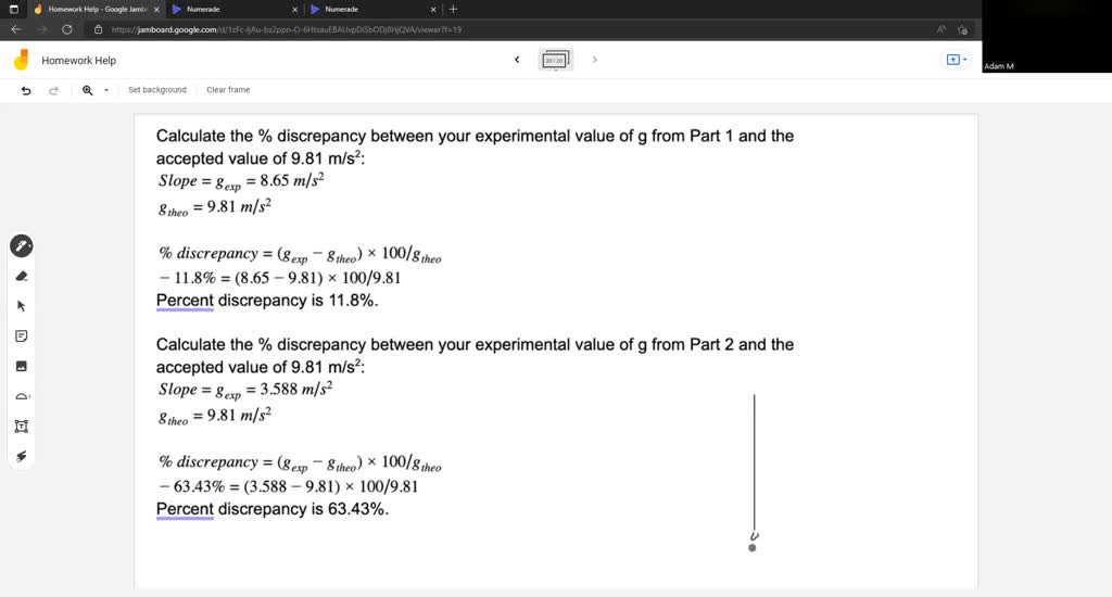 SOLVED Calculate the discrepancy between your experimental value of