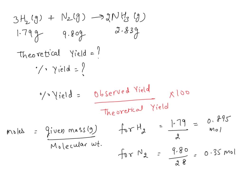 SOLVED: ± Percent Yield The Haber-Bosch process is a very important ...