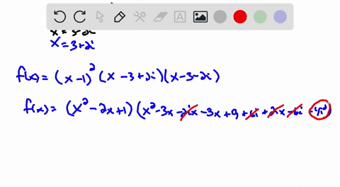 1-find-the-polynomial-of-lowest-degree-having-leading-coefficient-1-real-coefficients-with-a-zero-of-1-multiplicity-2-and-zero-3-2i-2list-all-possible-zeros-all-rational-zeros-px-6x3-55x27x1-14757