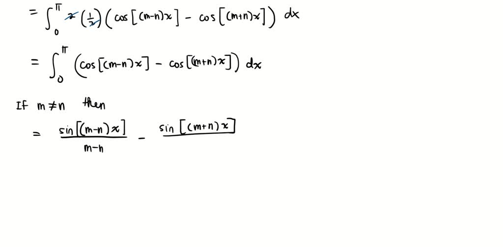 SOLVED: Prove the formula, where m and n are positive integers. ∫-π ...