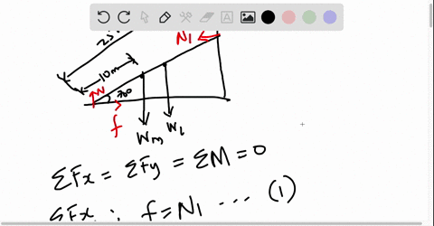 find-the-force-of-static-friction-of-the-ground-on-the-ladder-if-a-man-climbs-a-distance-d10m-up-an-l-25-m-long-ladder-assume-the-coefficient-of-static-friction-is-04-between-the-ladder-and-81343