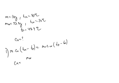 a-piece-of-metal-of-mass-16-g-at-90c-is-placed-in-a-calorimeter-containing-538-g-of-water-at-24c-the-final-temperature-of-the-mixture-is-487-c-what-is-the-specific-heat-capacity-of-the-metal-82684