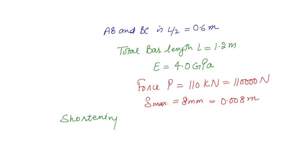 SOLVED: 'A bar ABC of length L consists of two parts of equal lengths ...