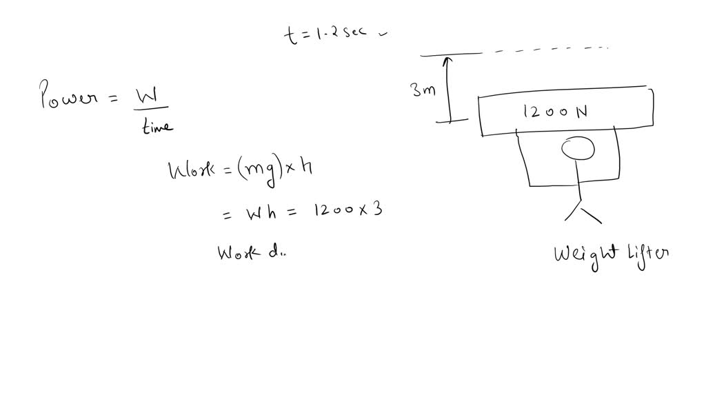 SOLVED: '8.) A weightlifter lifts a 1200 N weight to a height of 3 m in ...