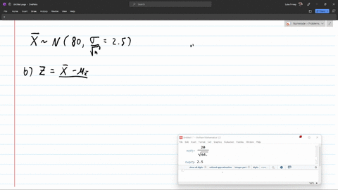 suppose-x-has-a-distribution-with-a-mean-of-80-and-a-standard-deviation-of-20-random-samples-of-size-n-64-are-drawn-a-describe-the-x-distribution-and-compute-the-mean-and-standard-deviation-29058