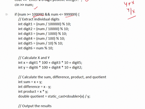 c-language-enter-a-6-digit-positive-integer-123456-the-number-x-is-formed-by-the-1sth-3rd-and-5th-digits-135-the-number-y-is-formed-by-the-6th-4th-and-2nd-digit-642-sum-of-x-and-y-is-777-dif-61898