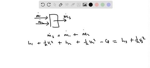 two-streams-of-air-one-at-1-bar-27c-and-velocity-of-30-ms-and-the-other-at-5-bar-227c-and-50-ms-velocity-mix-in-equal-proportion-in-a-chamber-from-which-heat-at-the-rate-of-100-kjkg-is-remov-02145