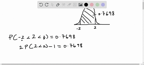 find-the-value-of-z-such-that-07698-of-the-area-lies-between-z-and-z-round-your-answer-to-two-decimal-places-78079