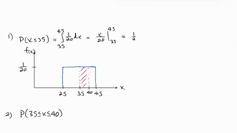 the-time-in-minutes-until-the-next-bus-departs-a-major-bus-depot-follows-a-distribution-with-fx-1-20-where-x-goes-from-25-to-45-minutes-part-1-find-the-probability-that-the-time-is-at-most-3-71862