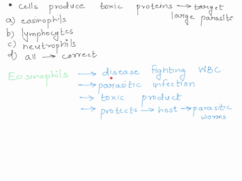 question-26-134-pts-which-of-the-following-cells-produce-toxic-proteins-to-such-as-worms-target-large-parasites-eosinophils-lymphocytes-neutrophils-all-of-these-are-correct-48416