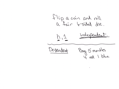 determine-if-each-of-the-following-events-are-independent-a-you-flip-a-coin-and-then-roll-a-fair-six-sided-die-the-coin-lands-heads-up-and-the-die-show-a-one