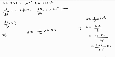 the-altitude-of-triangle-is-increasing-at-a-rate-of-1-centimetersminute-while-the-area-of-the-triangle-is-increasing-at-a-rate-of-2-square-centimetersminute-at-what-rate-is-the-base-of-the-t-68333