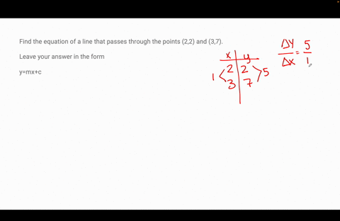 find-the-equation-of-a-line-that-passes-through-the-points-22-and-37-leave-your-answer-in-the-form-ymxc