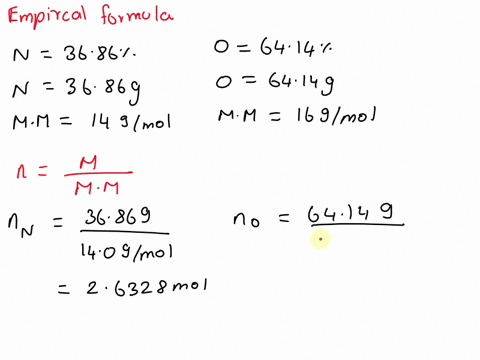 a-a-compound-is-composed-of-3686-nitrogen-and-6314-oxygen-determine-the-empirical-formula-of-the-compound-b-if-the-molar-mass-is-15204-gmol-calculate-the-molecular-formula-70646