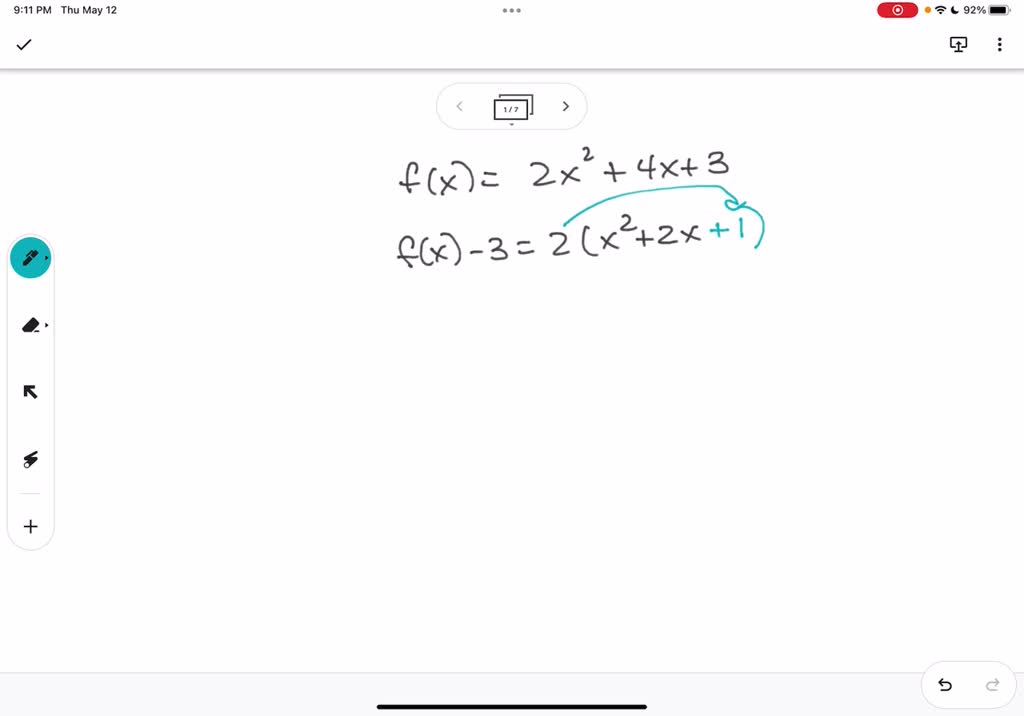 Solved A Quadratic Function F Is Given Fx 2x2 4x 3 A Express F In Standard Form X 8965