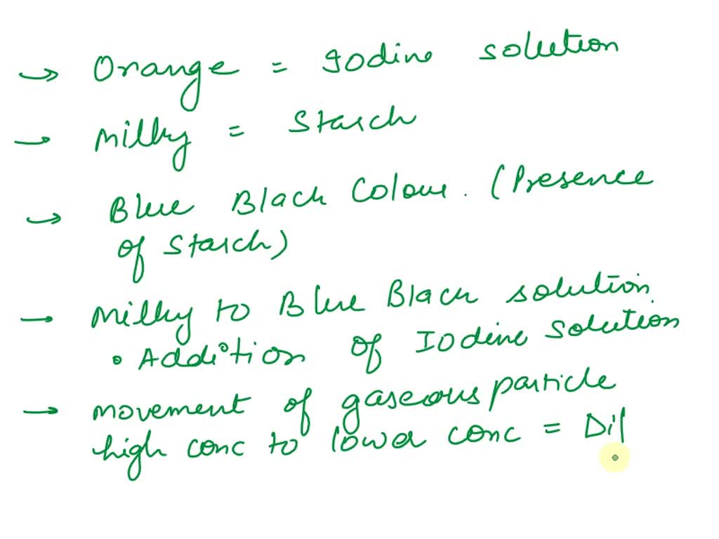 SOLVED describe how the color change happens when excess iodine has