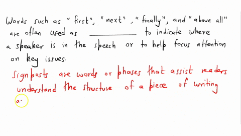 words-such-as-first-next-finally-and-above-all-are-often-used-as-____________-to-indicate-where-a-speaker-is-in-the-speech-or-to-help-focus-attention-on-key-issues-43773